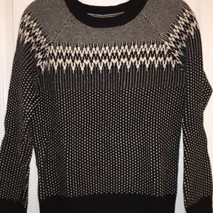 J Crew roundneck black & white merino wool sweater